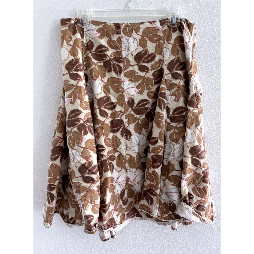 Vintage Merona Skirt Womens 10‎ Brown Leaves Pleated Preppy Y2K Career Coquette - Picture 2 of 8